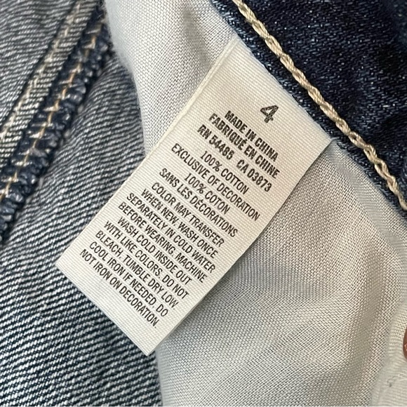 American Eagle Destroyed Gold Sequined Pockets Denim Blue Cut Off Shorts Size 4 - Picture 4 of 8